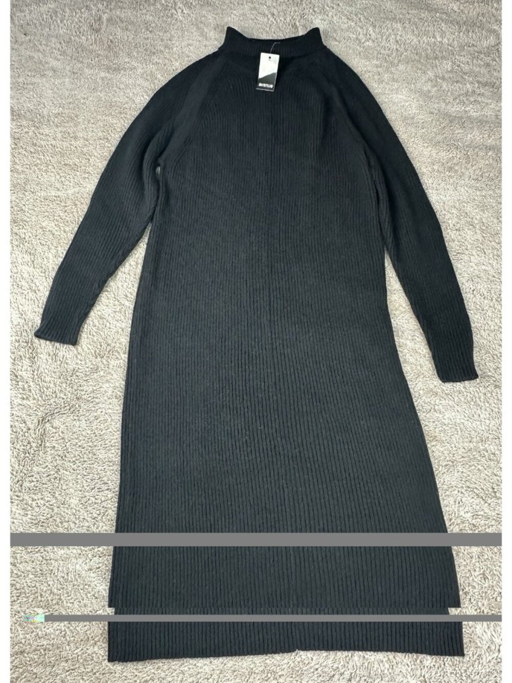 NWT Avenue Dress Callie Sweater Womens 18/20 Black Ribbed Knit Mock Neck Midi - Picture 4 of 11